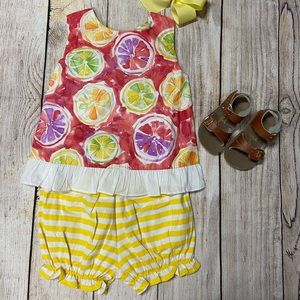 Banana Split size 3t lemon bloomer set